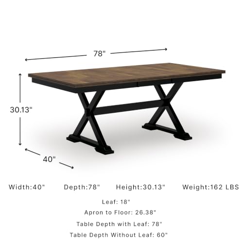 Extendable Farmhouse Dining Table with Butterfly Leaf, Seats 8