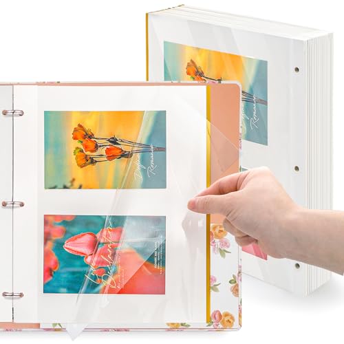100 Sheet Self-Adhesive Photo Album Refill Pages for 3-Ring Binders, 11x9"