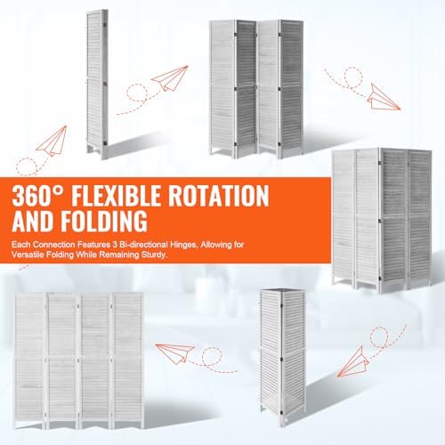 Wood Room Divider 4-Panel Folding Privacy Screen for Home & Office, 66.9 Inches Tall