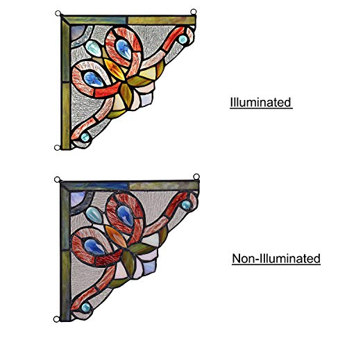 Victorian Stained Glass Window Panels Set - 8" Wide, 2pcs