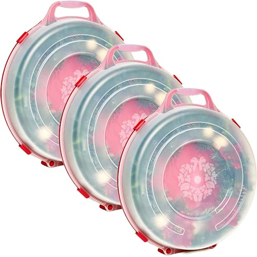 Clear Plastic Wreath Storage Container 3-Pack with Lids and Handles