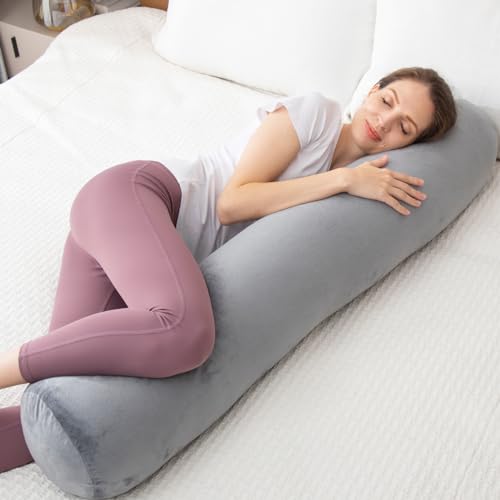 Memory Foam Round Body Pillow - 47x7.87 Inches Velvet Cover