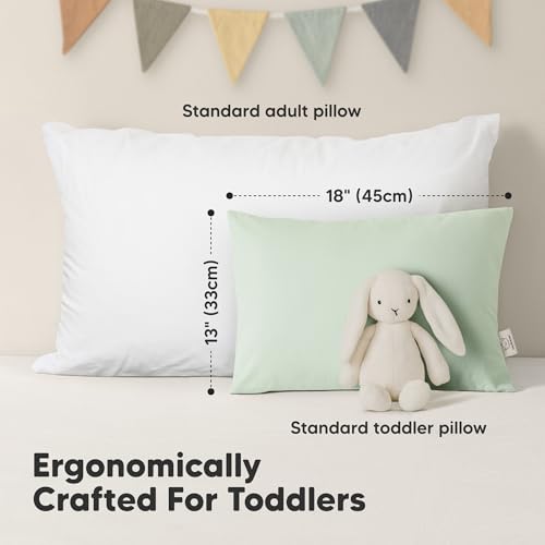 KeaBabies 2-Pack Organic Cotton Toddler Pillows 13x18 - Soft White