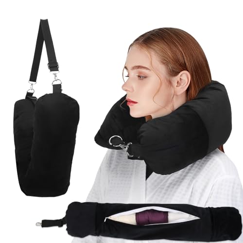 Stuffable Travel Neck Pillow with Zipper Closure - Velvet Design