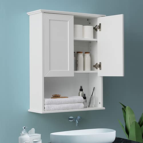 Wall Mounted Bathroom Medicine Cabinet, 23"x29" White Storage with Soft-Close