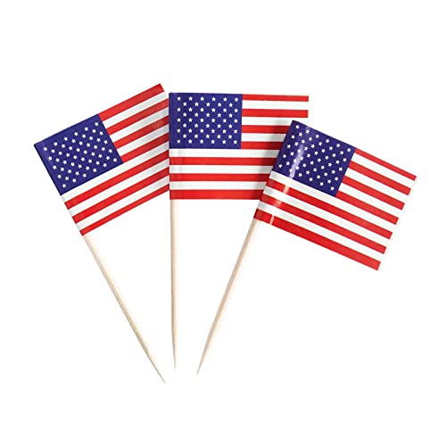 American Flag Toothpick Cocktail Picks - 100 Pack Party Food Toppers