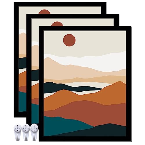 16x20 Picture Frame Set of 3, Black Wall Mount or Tabletop Photo Frames