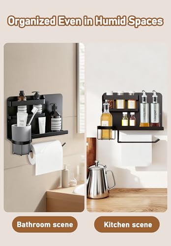 Wall-Mounted Bedside Organizer with Cup and Tissue Holder - White Metal