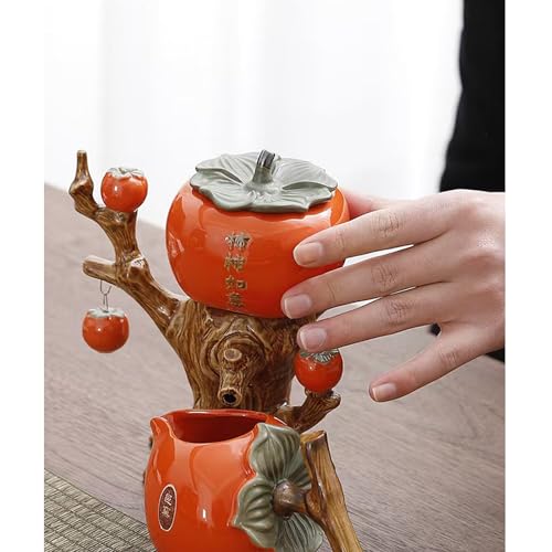 Lazy Chinese Persimmon Kung Fu Tea Set - Tree Style Gift Box, Scizorito