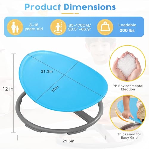 Sensory Swivel Chair for Kids, 360° Spinning Therapeutic Seat - Blue