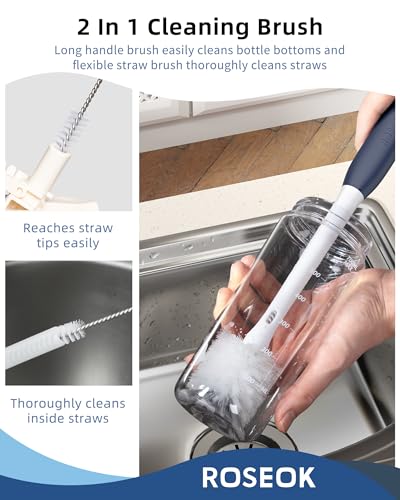 2-in-1 Water Bottle Brush with Hidden Straw Cleaner for Cups & Tumblers