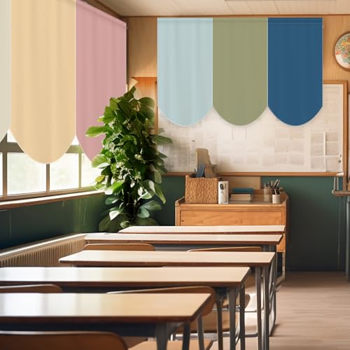 Boho Velvet Classroom Curtains - 24 x 36 Inch Rainbow Window Drapes, 6 Pcs