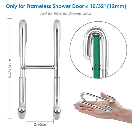 Stainless Steel Over-the-Door Shower Hooks for Frameless Glass, 2-Pack