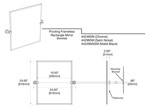 24 x 24 Inch Rectangle Bathroom Mirror, Wall Mounted Vanity Mirror