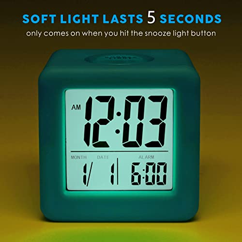 Digital Alarm Clock for Kids with Snooze, Nightlight and Silicone Cover