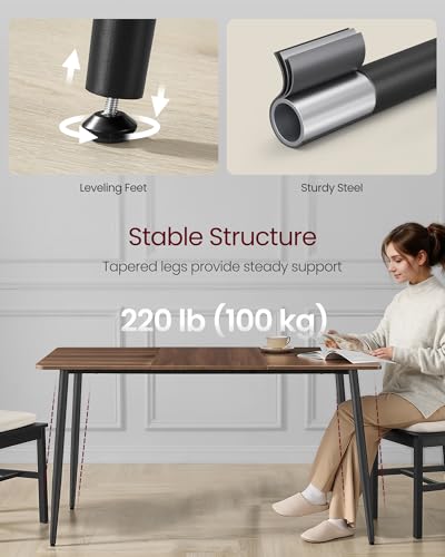 55.1" Modern Dining Table for 4-6 People - Heat-Resistant Walnut Table