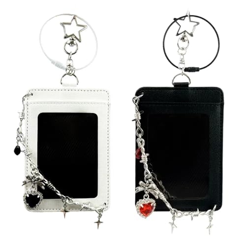 Punk Style Photocard Holder Keychain with Charms, 2-Piece Set