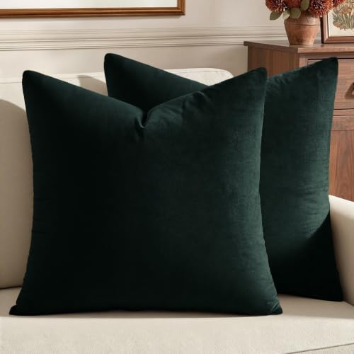 MIULEE Velvet Christmas Throw Pillow Covers 18x18 Inch Pack of 2 - Army Green