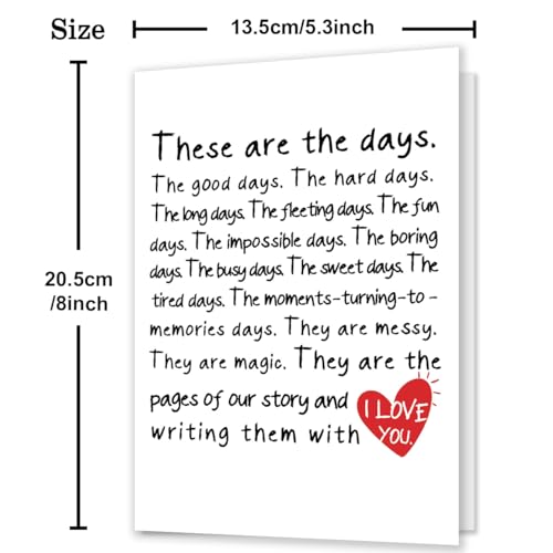 Anniversary Greeting Card for Husband Wife, 8x5.3 Inch Linen Cardstock