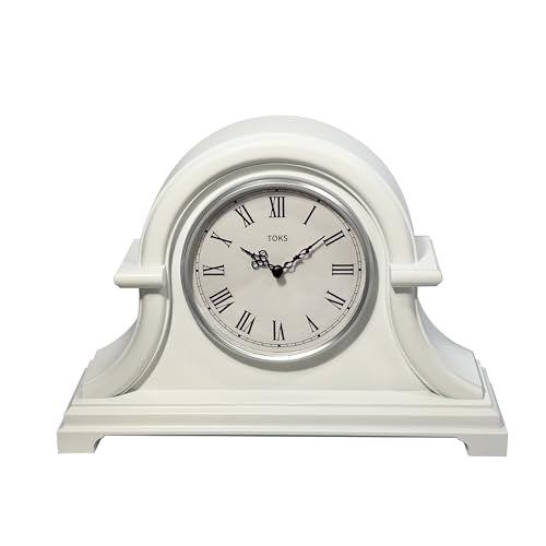 Vintage Style Mantel Clock - 13x10 Inch Non-Ticking Desk and Shelf Clock