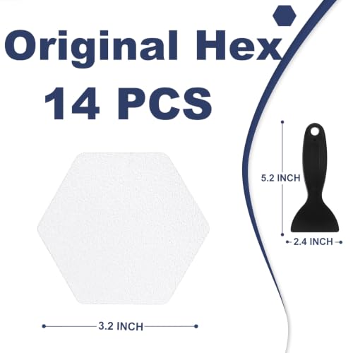 Anti-Slip Shower Stickers - 14 Pack Clear Hexagonal Bathtub Treads