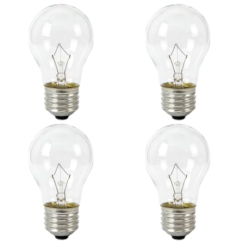 A15 Oven Light Bulb 40W E26 Base, Heat Resistant for Appliance - 4 Pack
