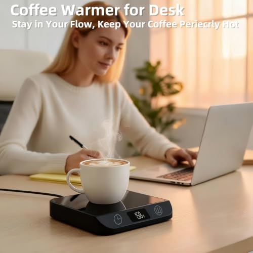 MADCKDEDRT Black 2-in-1 Coffee & Candle Warmer, Electric Desk Mug & Candle Heater