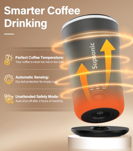 Supsonic Space Gray 14oz Heated Smart Coffee Mug with Temperature Control