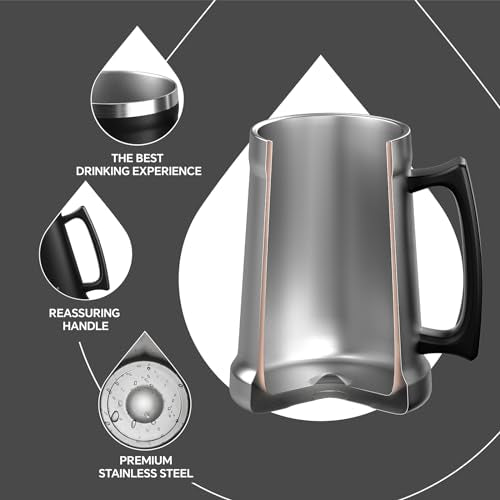 34oz Insulated Stainless Steel Beer Stein with Large Handle