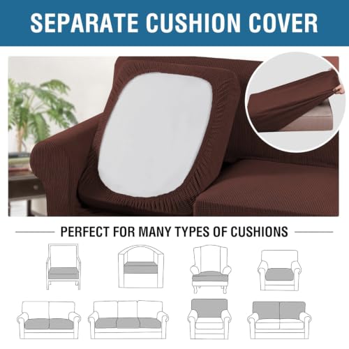 4 Piece Stretch Sofa Covers for 3 Cushion Couches - Burnt Brick