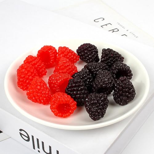 60 PCS Artificial Fruit Set - Fake Blueberries & Strawberries for Decor