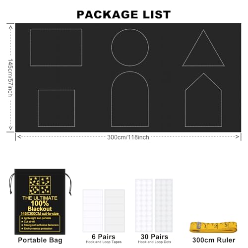 Portable Blackout Curtains 100% Light Blocker 118x57” Shades
