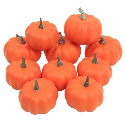 10-Piece Artificial Mini Pumpkin Set for Fall and Thanksgiving Decor