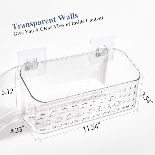 Clear Bath Toy Storage Organizer 2 Pack - No-Drill Adhesive Shower Caddy