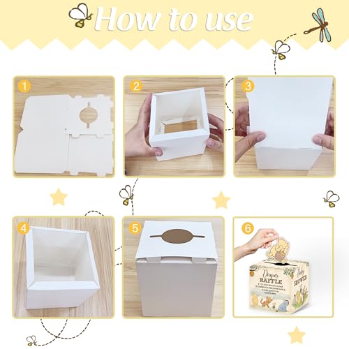 Diaper Raffle Box Set with 50 Raffle Tickets for Baby Shower Party Games