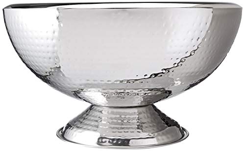 17-Inch Hammered Stainless Steel Punch Bowl, 3-Gallon Insulated Beverage Tub