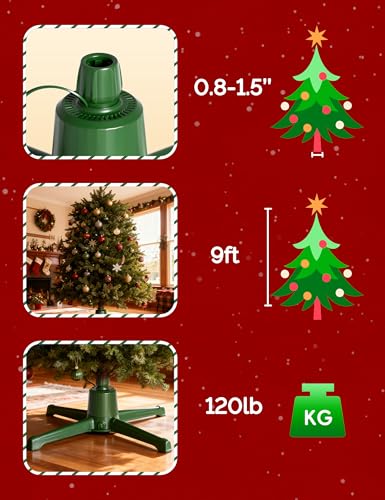 COOLWUFAN 9ft Rotating Christmas Tree Stand with Remote & Music, 120lb Capacity