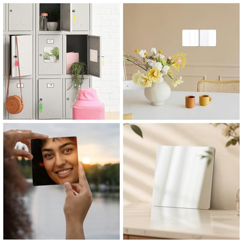 2-Pack Self-Adhesive Acrylic Mirror Tiles, 6x6 Inch Shatterproof Wall Decor