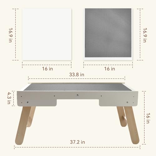 3-in-1 Wooden Kids Activity Table with Storage and Reversible Building Board