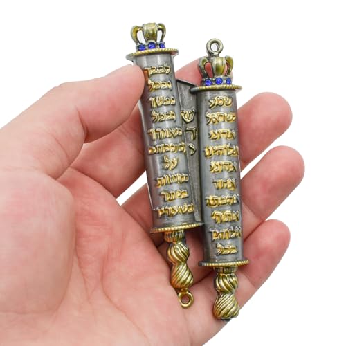 Metal Mezuzah Case for Door with 2 Scrolls, Gold Alloy Religious Decor