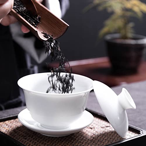 Liang Baobao 200ml White Porcelain Gaiwan Tea Cup for Gongfu Tea, Chinese Teaware
