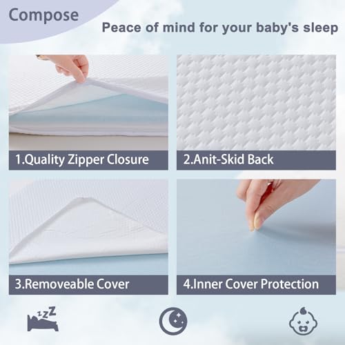 41" x 29" Dual-Sided Gel Memory Foam Playard & Bassinet Mattress