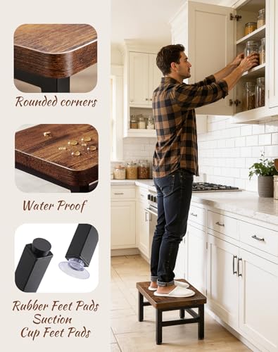 Heavy-Duty Wooden Step Stool for Adults & Kids - 480 lbs Capacity