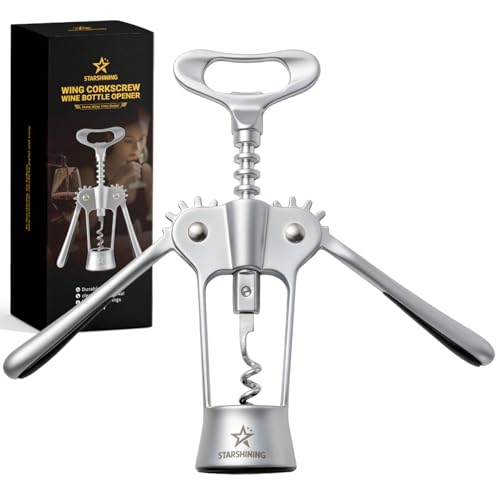 Heavy Duty Wing Corkscrew Wine Opener - Matte Silver, Stainless Steel