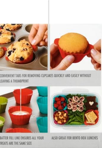 OXO Good Grips Silicone Baking Cups - Reusable, BPA-Free, Non-Stick | 12 Pack for Cupcakes & Muffins