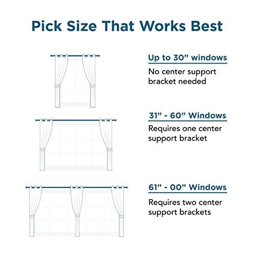 No-Drill Curtain Rod Bracket Set with Center Support - Matte Black