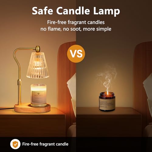 Candle Warmer Lamp with Timer & Adjustable Height - Electric Wax Melt Warmer for Scented Candles
