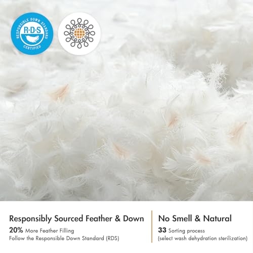 MIULEE 26x26 Euro Pillow Inserts Set of 2 - Feather Down Throw Pillows