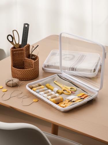 3-Piece Large Clear Plastic Zippered Storage Organizer Pouches
