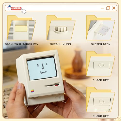 Retro Pixel Desk Clock with Alarm, Calendar, and Temperature Display